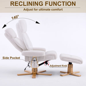 Upholstered Heated Massage 360° Swivel Accent Chair With Ottoman