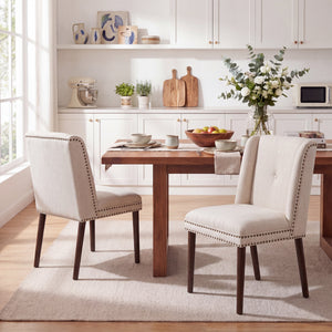 Light Luxury Rivet Upholstered Dining Chair Set of 2