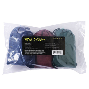 Microfiber Mop Slippers For Floor Cleaning, Machine Washable, 3 Pieces - Blue / Green / Red