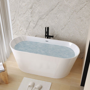 Glossy Freestanding Bathtub With Toe Tap Drain
