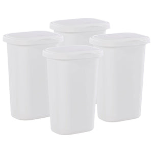 Rubbermaid 13.25 Gallon Rectangular Spring-Top Lid Wastebasket, White (4-Pack)