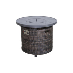 Wicker Outdoor Lounge Set With Cushions And Fire Pit