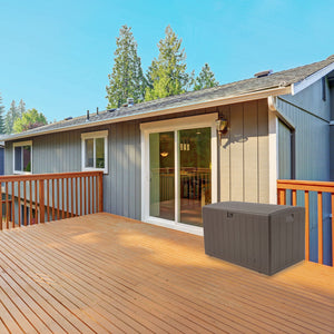 Plastic Development Group 105 Gallon Outdoor Patio Storage Deck Box, Driftwood