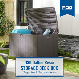 Plastic Development Group 130 Gallon Resin Outdoor Patio Storage Deck Box, Gray