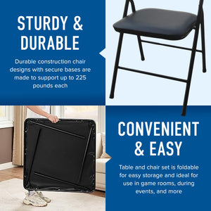 Peakform 5 Piece Folding Vinyl Tables and Chairs for Home Use and Indoor Spaces