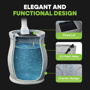 FCMP Outdoor Catalina 45 Gallon Water Outdoor Rain Catcher Barrel, Light Granite - TRAPSKI