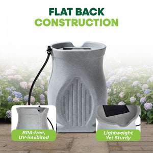 FCMP Outdoor Catalina 45 Gallon Water Outdoor Rain Catcher Barrel, Light Granite - TRAPSKI