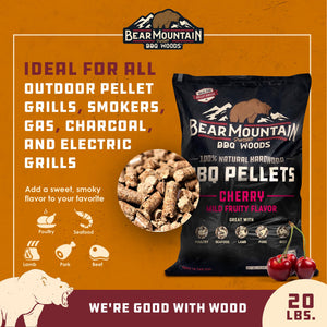 Bear Mountain BBQ All Natural Hardwood Cherry Smoker Pellets, 20 lbs (4 Pack)