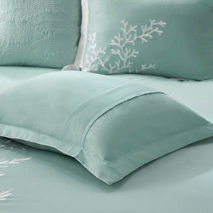 Oversized Cotton Jacquard Comforter Set Aqua Queen