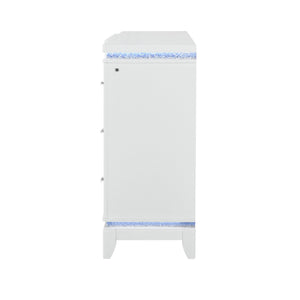 Adalid - Dresser With LED Light And Glittered Drawer Fronts - White