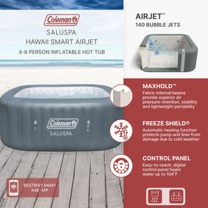 Coleman SaluSpa 4 Person Portable Inflatable Square Hot Tub & 12 Bestway Filters