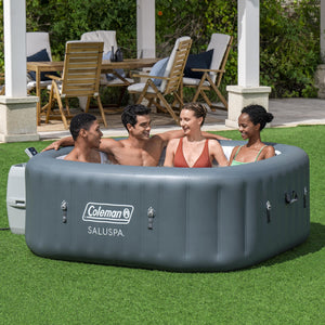 Coleman SaluSpa 4 Person Portable Inflatable Square Hot Tub & 12 Bestway Filters