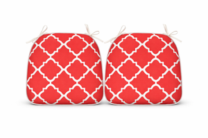 Outdoor Chair Cushions with Straps - Set of 4, Plaid Red