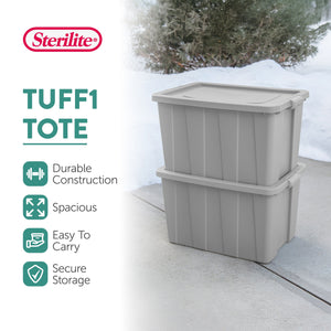 Sterilite 30 Gallon Tuff1 Storage Tote, Stackable Plastic Bin with Lid, 4 Pack