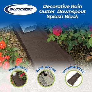 Suncast Outdoor Decorative Rain Gutter Downspout Splash Block, Java (4 Pack)