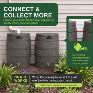 Good Ideas Rain Wizard 50 Gallon Plastic Rain Barrel with Brass Spigot (4 Pack)