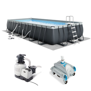 Intex Ultra XTR 24ft x 12ft x 52in Rectangular Frame Pool & Sand Vacuum Cleaner