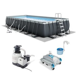 Intex 24ft x 12ft x 52in Ultra XTR Rectangular Pool, Filter, Vacuum, & Skimmer