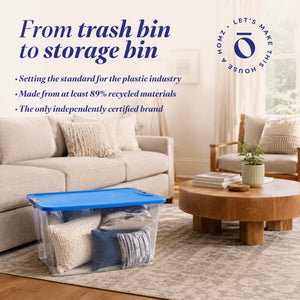 Homz 64 Qt Secure Latch Large Clear Stackable Storage Container Bin (4 Pack)
