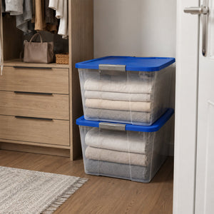 Homz 64 Qt Secure Latch Large Clear Stackable Storage Container w/ Lid (2 Pack)