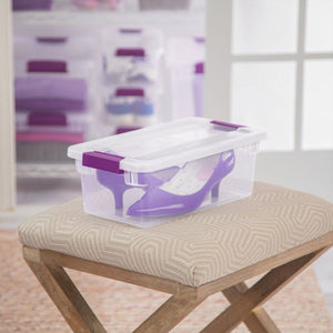 Sterilite Plastic Latching Storage Tote, 66Qt, 6 Pack & Shoe Box, 6Qt, 12 Pack