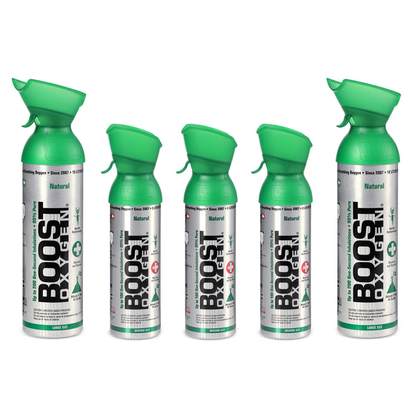 Boost Oxygen 10L Canned Oxygen (2 Pack) & 5L Canned Oxygen (3 Pack), Flavorless