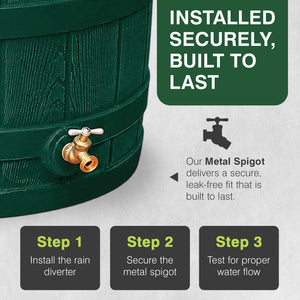 Good Ideas Rain Wizard Water Storage 50 Gal Capacity Collection Barrel, Green