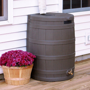Good Ideas RW50 Rain Wizard 50 Gallon Plastic Rain Barrel Water Collector, Oak