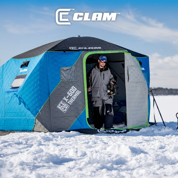 CLAM X-600 Portable 11.5' 6 Person Ice Team Thermal Hub Shelter w/Dimmable Light