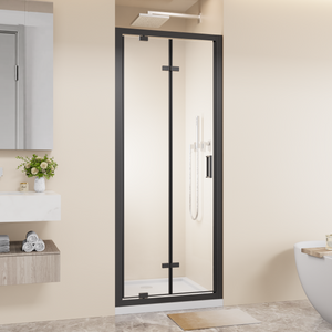 Framed Bi-Fold Pivot Shower Door 30"x72" Space-Saving Folding Shower Enclosure