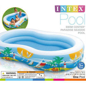 Intex 8.5’x5.25’x18” Seaside Paradise Inflatable Kiddie Pool & Electric Air Pump