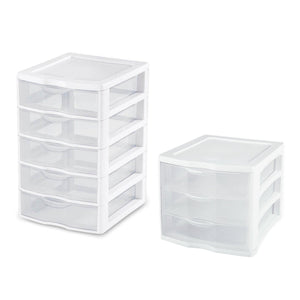 Sterilite 5 Drawer Desk Storage Bin, 4 Pack & 3 Drawer Desk Storage Bin, 4 Pack - TRAPSKI