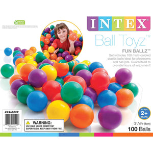Intex 100 Pieces Large Plastic Fun Ballz for Ball Pits, Multicolor (6 Pack)