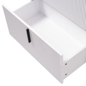 Bathroom Vanity With Ceramic Sink, Fluted Design