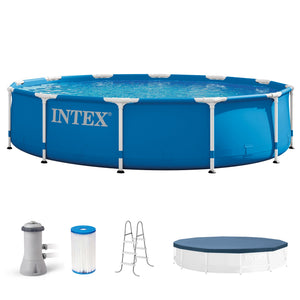 Intex 12'x30" Swimming Pool w/ Pump, Pool Ladder for 42” Wall, & 12’ Cover