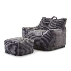 Giant Bean Bag Chair With Armrests And Footstool