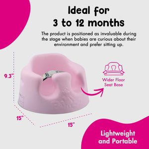 Bumbo Infant Floor Seat Baby Sit Up Chair with Adjustable Harness, Cradle Pink