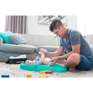 Bumbo Baby Infant Soft Foam Comfortable Changing Pad with Restrain Belt, Aqua