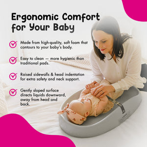 Bumbo Diaper Changing Pad, Ergonomic Baby Changing Mat with Safety Belt, Gray
