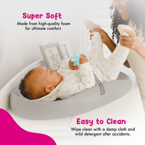 Bumbo Diaper Changing Pad, Ergonomic Baby Changing Mat with Safety Belt, Gray