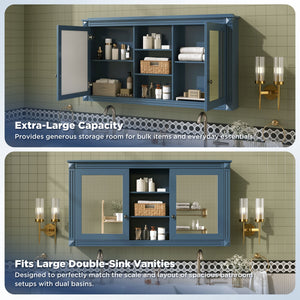 Modern Wall-Mount 2 In 1 Mirror Cabinet With Adjustable Shelves, Soft-Closing Hinges