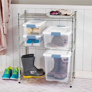 Sterilite 25 Quart Latching Storage Box, Stackable Bin with Latch Lid, 12 Pack