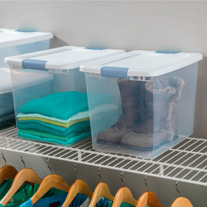 Sterilite 25 Quart Latching Storage Box, Stackable Bin with Latch Lid, 24 Pack