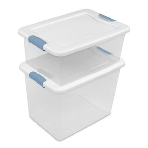 Sterilite 25 Quart Latching Storage Box, Stackable Bin with Latch Lid, 24 Pack