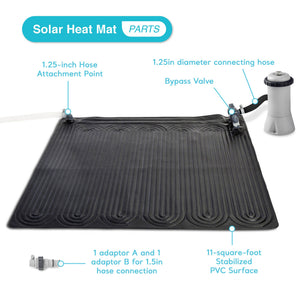 Solar Mat Water Heater - Black Bundled w/ Wall-Mounted Automatic Skimmer