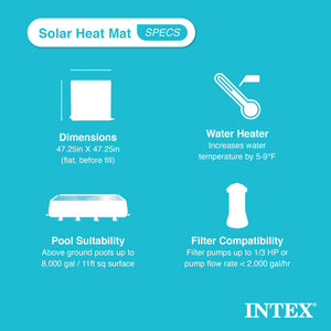 Solar Mat Water Heater - Black Bundled w/ Wall-Mounted Automatic Skimmer