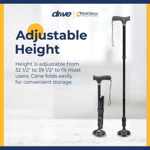 Drive Medical Flex N Go 39.5 Inch Adjustable Foldable Tripod Walking Cane, Black - TRAPSKI