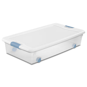 Sterilite 56 Quart Latching Stackable Wheeled Storage Container w/ Lid (12 Pack)