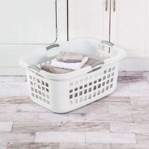 Sterilite Ultra 2 Bushel Plastic Stackable Laundry Basket Bin, White (12 Pack)