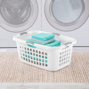Sterilite Ultra 2 Bushel Plastic Stackable Laundry Basket Bin, White (12 Pack)